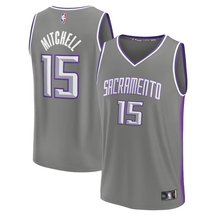 Men Sacramento Kings #15 Davion Mitchell Fanatics Branded Gray City Edition 2022-23 Fastbreak NBA Jersey->sacramento kings->NBA Jersey